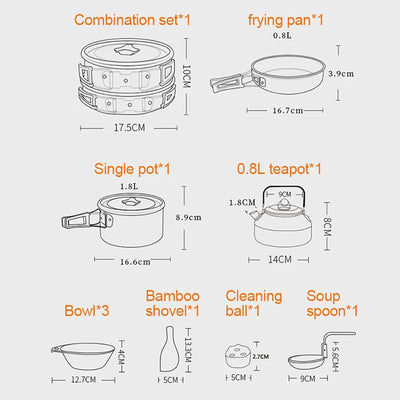 Camping Cooking Set – Non-Stick Pots & Teapot for 2-3 People – Travel Tableware & Outdoor Picnic Cookware Set