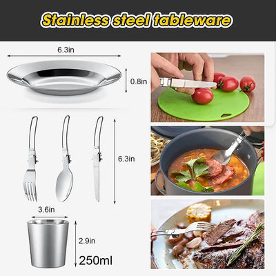 Camping Cooking Set – Non-Stick Pots & Teapot for 2-3 People – Travel Tableware & Outdoor Picnic Cookware Set